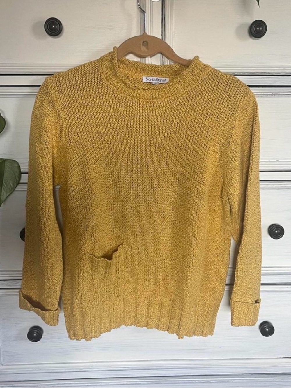 NorthStyle Women's Golden Yellow Crewneck Knit Sweater